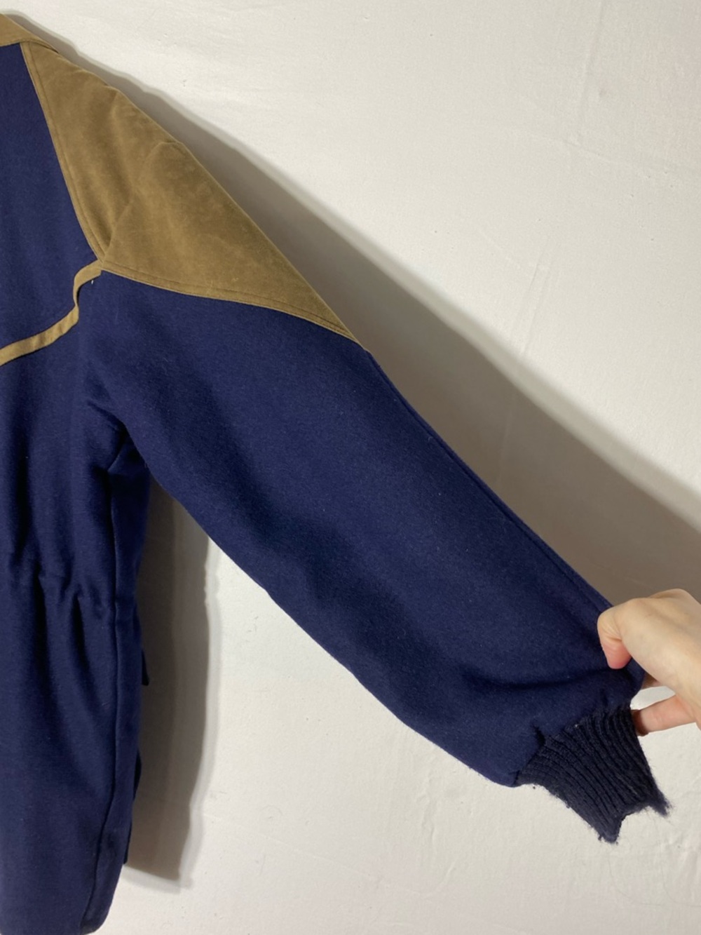 Vintage Cripple Creek Navy Wool Blend Chore Coat W Ultrasuede Trim Western L - Picture 14 of 16